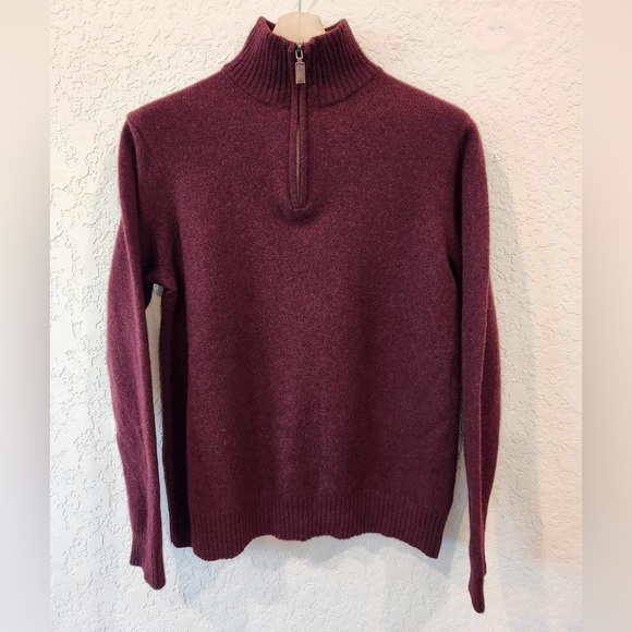 J. Crew Burgundy 100% Lambs  XLT Half Zip Up Sweater - Picture 1 of 8